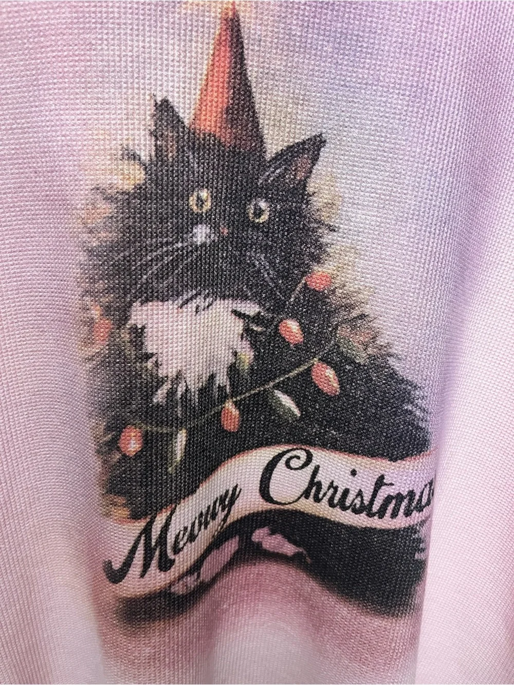 Free People Pink 'Meowy Christmas' Cat Graphic Tee - Pink (313)